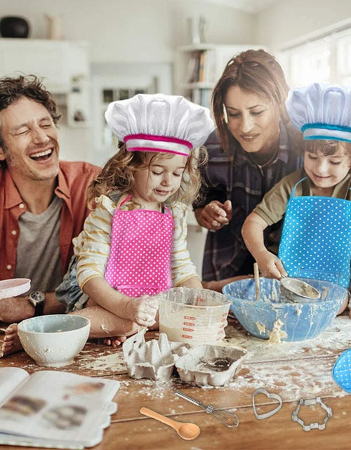 Load image into Gallery viewer, Kids Cooking Set, 11 Piece Chef Role Play Kit for Girls Ages 3-8, Includes Apron, Chef Hat, Oven Mitt, Utensils &amp; Baking Tools, Pretend Play Kitchen Gift, Blue
