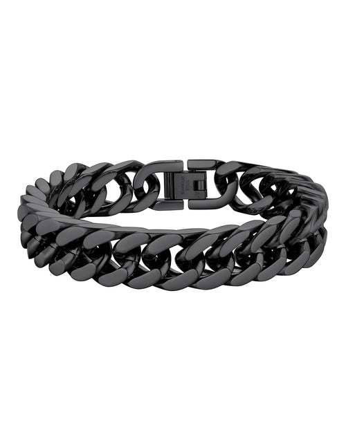 Load image into Gallery viewer, 12Mm Cuban Chains Bracelets for Men Black Chunky Stainless Steel Franco Link Bracelet Father Day Hand Bracelet Jewelry Birthday Valentine Graduation Gifts 7.5 Inch
