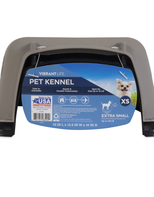 Load image into Gallery viewer, Pet Portable Kennel for Dogs, Hard-Sided Travel Carrier, Durable, Metal Door, Black &amp; Grey, for Pets up to 10 Lbs, 19" L X 12.3" W X 10.8" H
