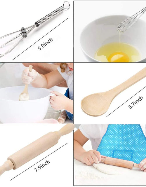 Load image into Gallery viewer, Kids Cooking Set, 11 Piece Chef Role Play Kit for Girls Ages 3-8, Includes Apron, Chef Hat, Oven Mitt, Utensils &amp; Baking Tools, Pretend Play Kitchen Gift, Blue
