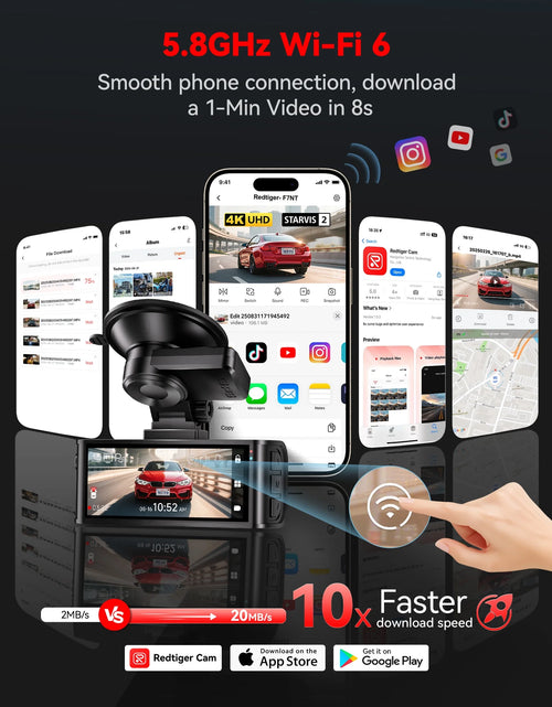 Load image into Gallery viewer, Touch Screen Dash Cam Front and Rear, 4K Dash Camera with STARVIS 2 Sensor, Free 128GB Card, Car Camera with Wifi GPS, Voice Control, Wdr,5.8Ghz Wifi, 24H Parking Mode, Night Vision
