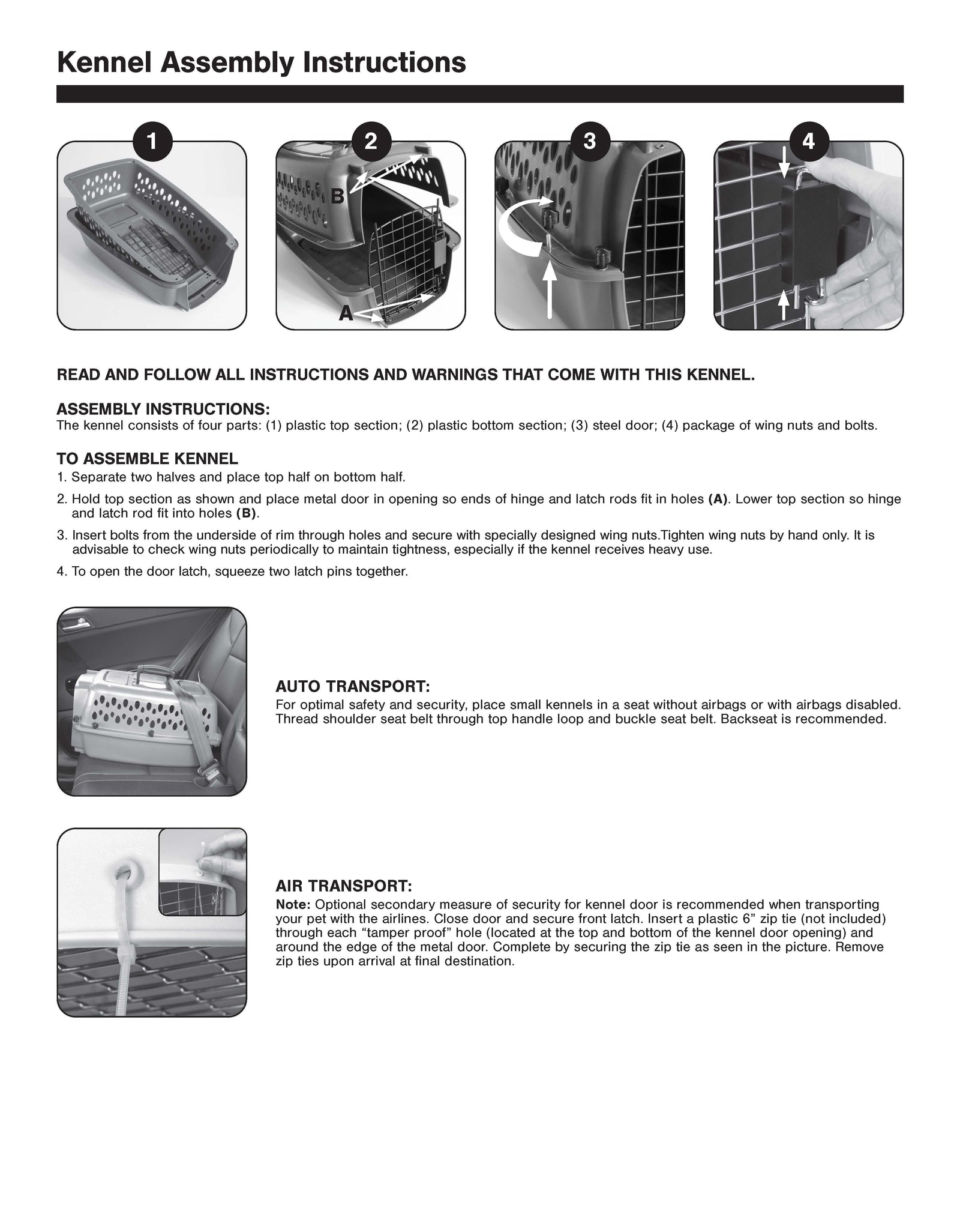 Pet Portable Kennel for Dogs, Hard-Sided Travel Carrier, Durable, Metal Door, Black & Grey, for Pets up to 10 Lbs, 19" L X 12.3" W X 10.8" H
