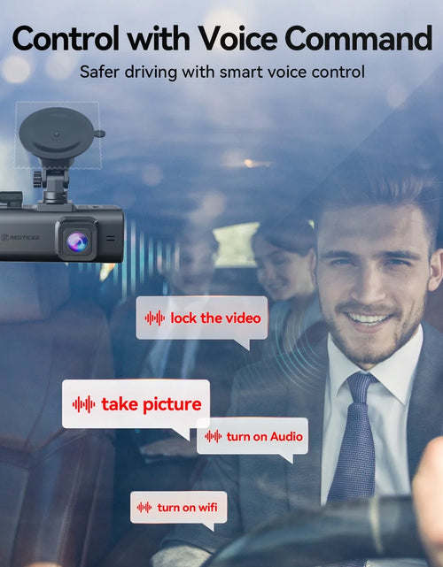 Load image into Gallery viewer, Touch Screen Dash Cam Front and Rear, 4K Dash Camera with STARVIS 2 Sensor, Free 128GB Card, Car Camera with Wifi GPS, Voice Control, Wdr,5.8Ghz Wifi, 24H Parking Mode, Night Vision
