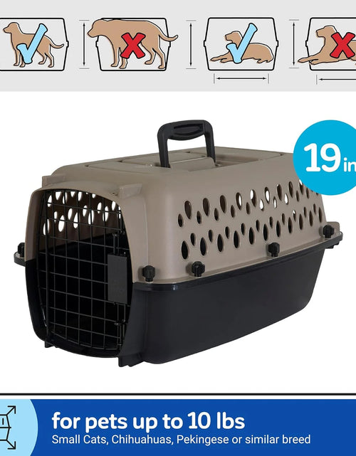 Load image into Gallery viewer, Pet Portable Kennel for Dogs, Hard-Sided Travel Carrier, Durable, Metal Door, Black &amp; Grey, for Pets up to 10 Lbs, 19" L X 12.3" W X 10.8" H
