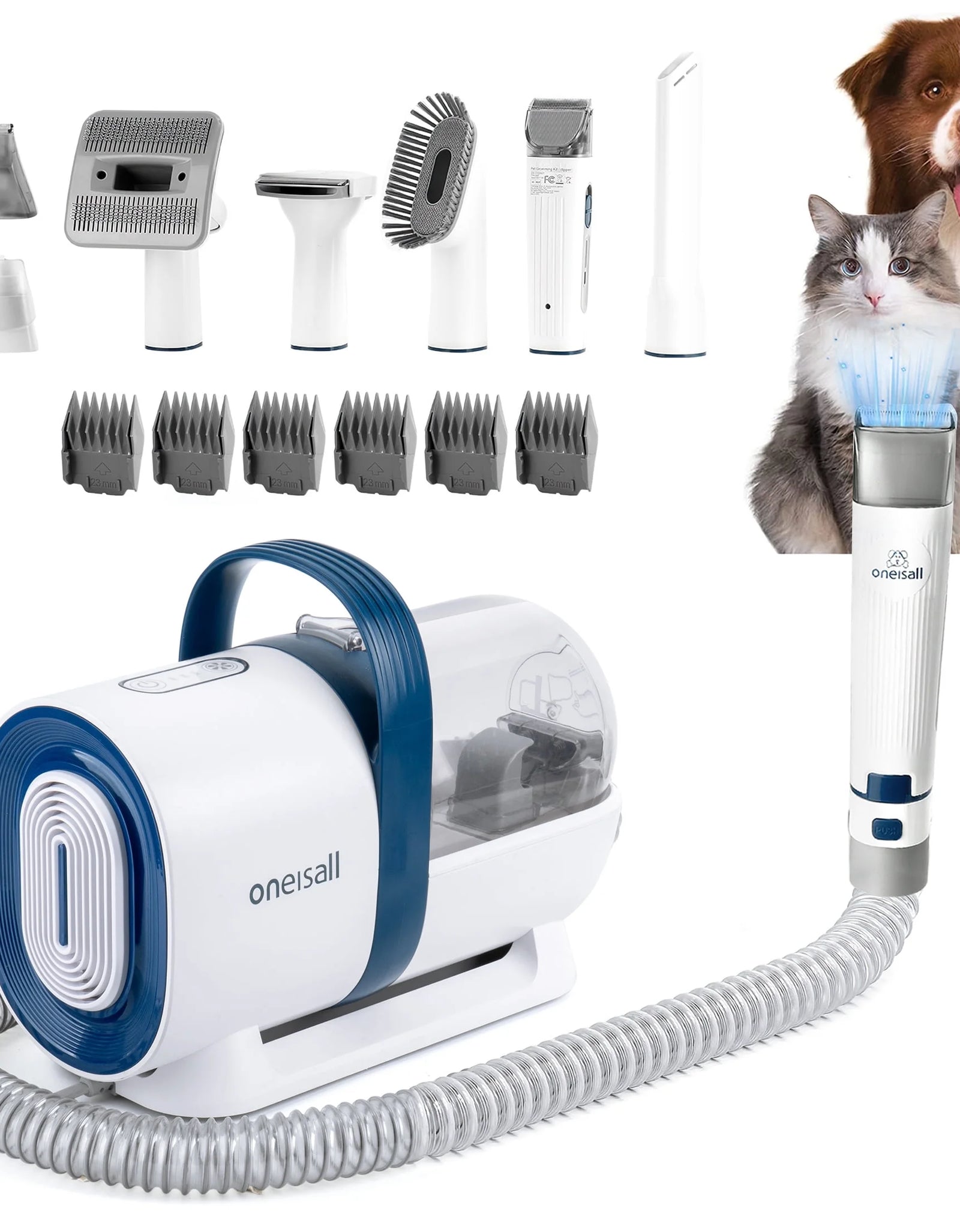 7 in 1 Dog Grooming Kit, Low Noise Pet Grooming Vacuum with 1.5 L Dust Cup, Dog Vacuum for Shedding Grooming, with 7 Professional Grooming Tools for Dogs Cats Pet Hair &Home Cleaning, Purple