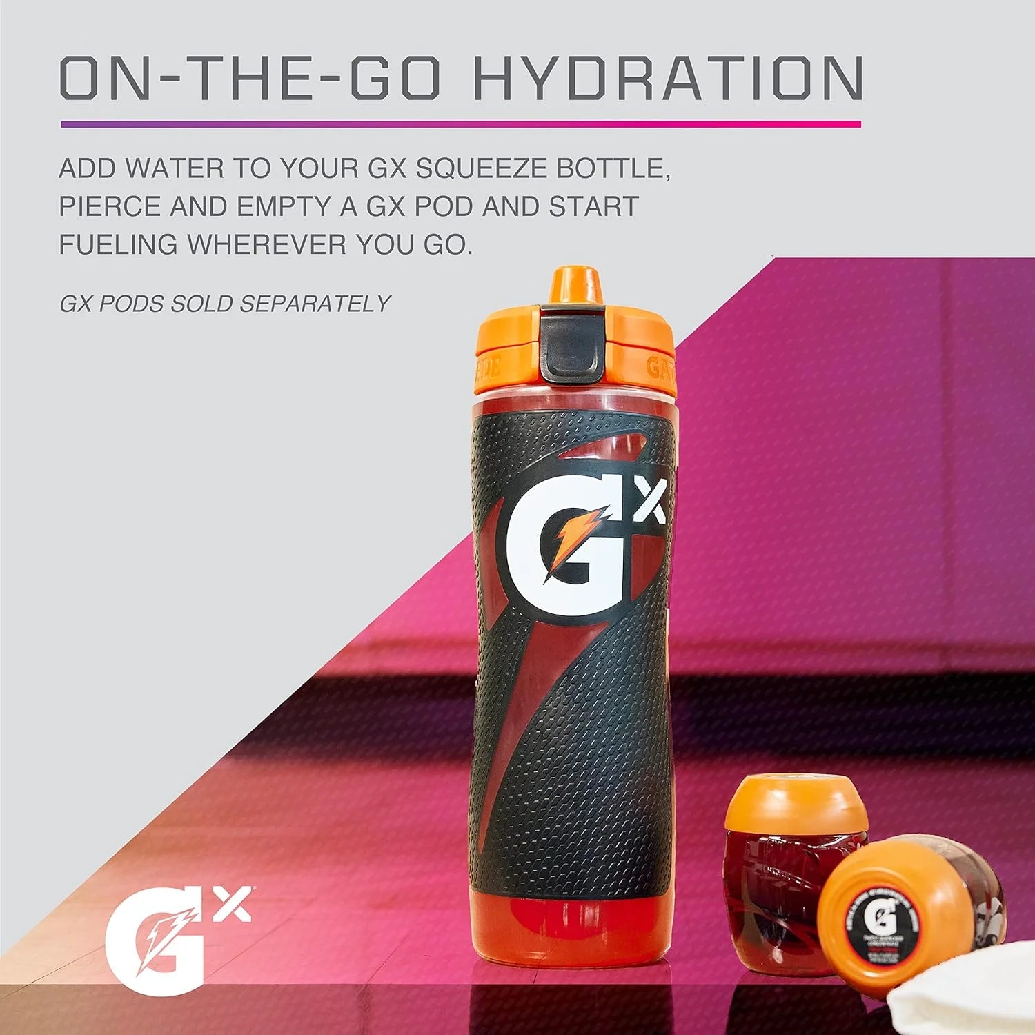 GX Bottle, Refillable Water Bottle, Nonslip, Blue, 30 Fl Oz