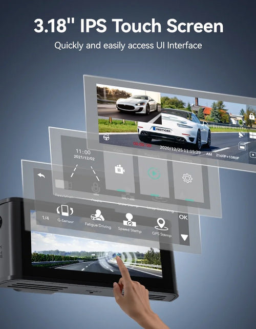 Load image into Gallery viewer, Touch Screen Dash Cam Front and Rear, 4K Dash Camera with STARVIS 2 Sensor, Free 128GB Card, Car Camera with Wifi GPS, Voice Control, Wdr,5.8Ghz Wifi, 24H Parking Mode, Night Vision
