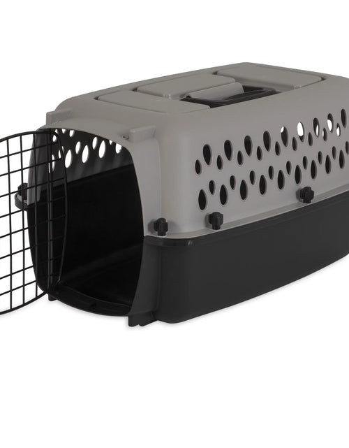 Load image into Gallery viewer, Pet Portable Kennel for Dogs, Hard-Sided Travel Carrier, Durable, Metal Door, Black &amp; Grey, for Pets up to 10 Lbs, 19" L X 12.3" W X 10.8" H
